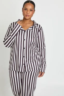 Ensemble pyjama chemise à manches longues à rayures Plus et pantalon