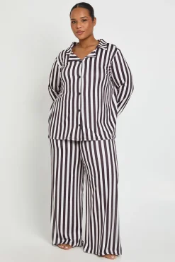 Ensemble pyjama chemise à manches longues à rayures Plus et pantalon