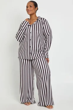 Ensemble pyjama chemise à manches longues à rayures Plus et pantalon