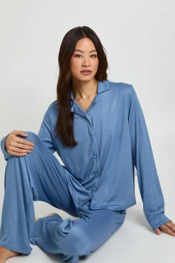 Ensemble pyjama chemise à manches longues grande taille et pantalon