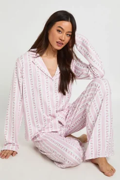 Ensemble Pyjama Chemise À Manches Longues Et Pantalon Imprimé Nœuds Tall