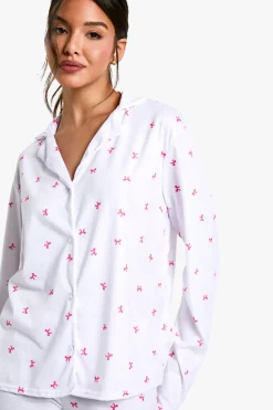 boohoo Ensemble Pyjama Chemise À Manches Longues Et Pantalon Imprimé Nœuds<Femme Pyjamas