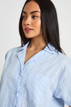 Ensemble Pyjama Chemise À Manches Courtes Et Short En Dobby De Coton