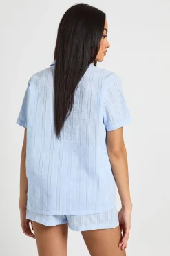 Ensemble Pyjama Chemise À Manches Courtes Et Short En Dobby De Coton