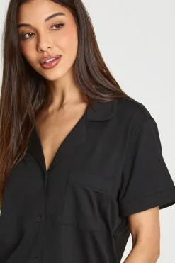 boohoo Ensemble Pyjama Chemise Manches Courtes Et Short Toucher Doux<Femme Pyjamas