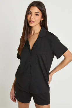 boohoo Ensemble Pyjama Chemise Manches Courtes Et Short Toucher Doux<Femme Pyjamas