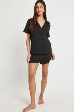boohoo Ensemble Pyjama Chemise Manches Courtes Et Short Toucher Doux<Femme Pyjamas