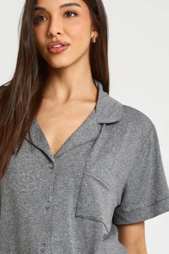 boohoo Ensemble Pyjama Chemise Manches Courtes Et Short Toucher Doux<Femme Pyjamas