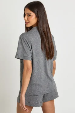 boohoo Ensemble Pyjama Chemise Manches Courtes Et Short Toucher Doux<Femme Pyjamas