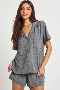 boohoo Ensemble Pyjama Chemise Manches Courtes Et Short Toucher Doux<Femme Pyjamas