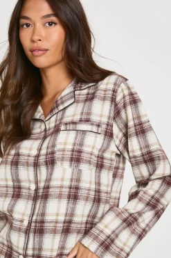 boohoo Ensemble pyjama chemise à manches longues à carreaux brossée & pantalon<Femme Pyjamas