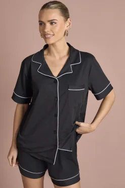 Ensemble Pyjama Court Brodé 'demoiselle D'honneur' Mariée Avec Haut Manches Courtes En Jersey