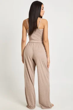 Ensemble Pyjama Débardeur Et Pantalon Côtelé À Rayures Douces