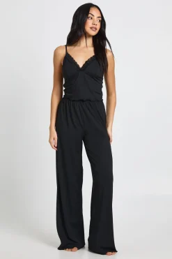 Ensemble Pyjama Débardeur Et Pantalon En Jersey Avec Finitions Dentelle