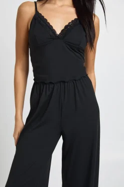Ensemble Pyjama Débardeur Et Pantalon En Jersey Avec Finitions Dentelle