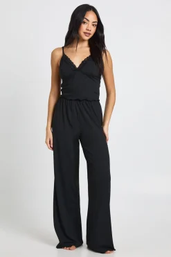 Ensemble Pyjama Débardeur Et Pantalon En Jersey Avec Finitions Dentelle