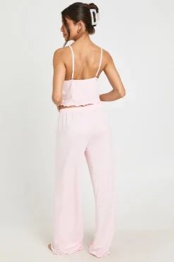boohoo Ensemble Pyjama Débardeur Et Pantalon En Jersey Avec Finitions Dentelle<Femme Satin Et Dentelle|Pyjamas
