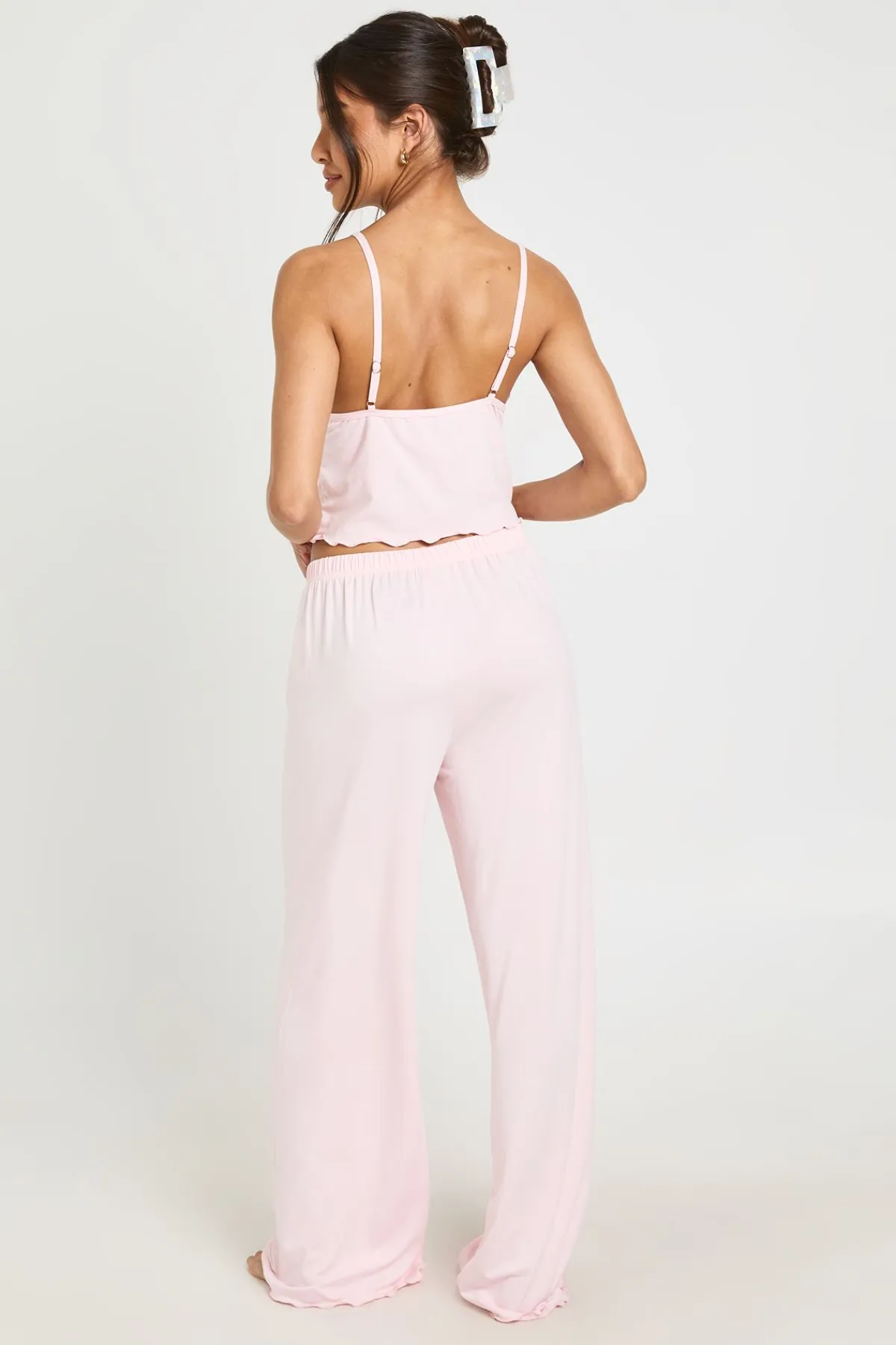 boohoo Ensemble Pyjama Débardeur Et Pantalon En Jersey Avec Finitions Dentelle<Femme Satin Et Dentelle|Pyjamas