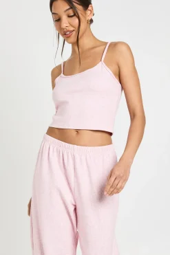 Ensemble Pyjama Débardeur Et Pantalon À Côtes Contrastées