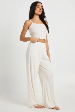 boohoo Ensemble Pyjama Débardeur Pointelle Et Pantalon Large<Femme Pyjamas