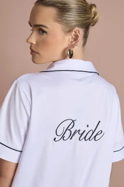 boohoo Ensemble Pyjama De Mariée 'bride' Brodé En Jersey Avec Haut À Manches Courtes Et Short<Femme Pyjamas