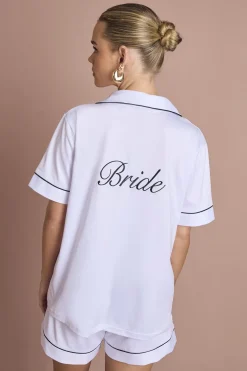 boohoo Ensemble Pyjama De Mariée 'bride' Brodé En Jersey Avec Haut À Manches Courtes Et Short<Femme Pyjamas