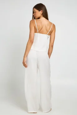 Ensemble Pyjama De Mariée Débardeur Et Pantalon En Satin Avec Détails En Dentelle