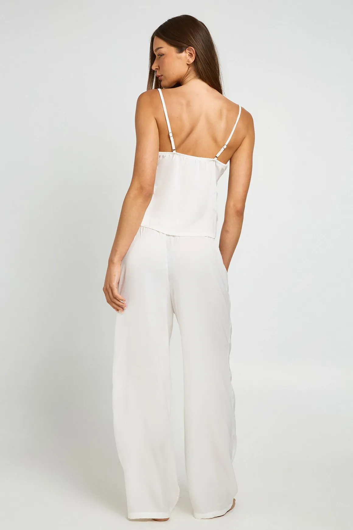 Ensemble Pyjama De Mariée Débardeur Et Pantalon En Satin Avec Détails En Dentelle