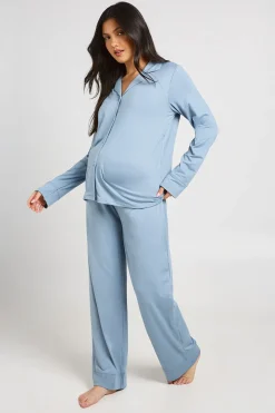 boohoo Ensemble Pyjama De Maternité Chemise Boutonnée Et Pantalon En Coton Doux<Femme Pyjamas