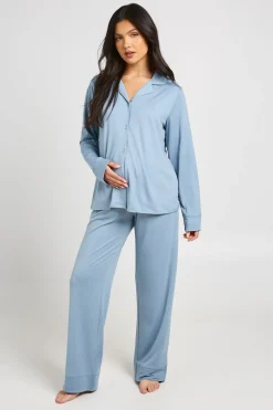 boohoo Ensemble Pyjama De Maternité Chemise Boutonnée Et Pantalon En Coton Doux<Femme Pyjamas