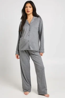Ensemble Pyjama De Maternité En Coton Doux Avec Chemise Boutonnée Et Pantalon