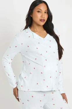 boohoo Ensemble Pyjama De Maternité À Manches Longues Chemise Et Pantalon À Rayures Et Imprimé Fruits<Femme Pyjamas