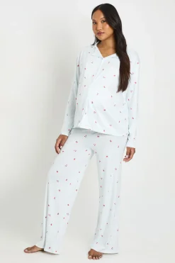 boohoo Ensemble Pyjama De Maternité À Manches Longues Chemise Et Pantalon À Rayures Et Imprimé Fruits<Femme Pyjamas