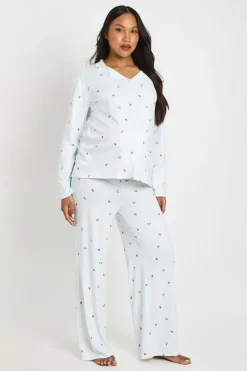 boohoo Ensemble Pyjama De Maternité À Manches Longues Chemise Et Pantalon À Rayures Et Imprimé Fruits<Femme Pyjamas