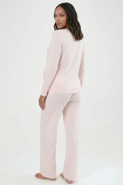 Ensemble Pyjama De Maternité À Manches Longues Et Pantalon En Maille Pointelle