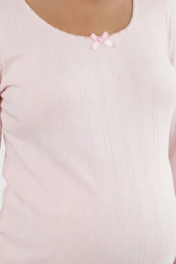 Ensemble Pyjama De Maternité À Manches Longues Et Pantalon En Maille Pointelle