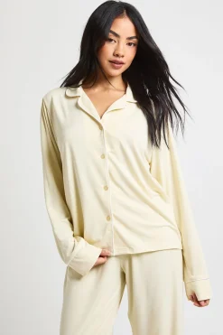 Ensemble Pyjama en Jersey à Détails Passepoilés - Haut Manches Longues & Pantalon