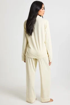Ensemble Pyjama en Jersey à Détails Passepoilés - Haut Manches Longues & Pantalon