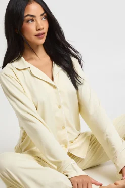 Ensemble Pyjama en Jersey à Détails Passepoilés - Haut Manches Longues & Pantalon