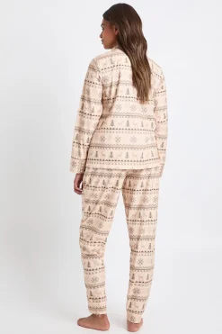 Ensemble pyjama femme assorti à la famille et au bébé en polaire à imprimé Fairisle, chemise à manches longues et pantalon