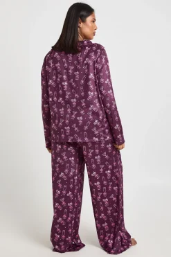 boohoo Ensemble Pyjama Grande Taille Imprimé Nœuds et Cocktails Chemise Manches Longues & Pantalon<Femme Pyjamas