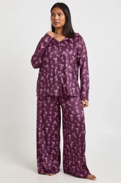 boohoo Ensemble Pyjama Grande Taille Imprimé Nœuds et Cocktails Chemise Manches Longues & Pantalon<Femme Pyjamas
