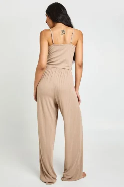 boohoo Ensemble Pyjama Grande Taille Caraco Pointelle Et Pantalon Large<Femme Pyjamas