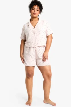 boohoo Ensemble Pyjama Grande Taille Chemise Et Short Imprimé Cerises<Femme Pyjamas