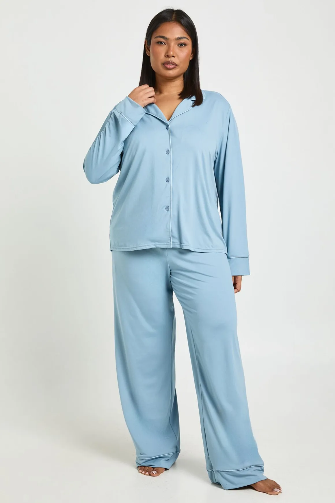 Ensemble Pyjama Grande Taille Chemise Et Pantalon À Manches Longues Imprimé Vache Highland