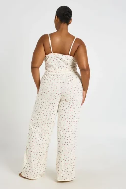 boohoo Ensemble Pyjama Grande Taille Caraco Et Pantalon Pointelle Motif Cerises<Femme Pyjamas
