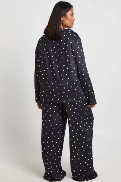 Ensemble Pyjama Grande Taille Chemise À Manches Longues Et Pantalon Imprimé Cœurs