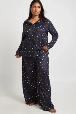 Ensemble Pyjama Grande Taille Chemise À Manches Longues Et Pantalon Imprimé Cœurs