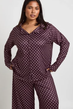 boohoo Ensemble Pyjama Grande Taille à Rayures Manches Longues & Pantalon<Femme Pyjamas