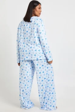 boohoo Ensemble Pyjama Grande Taille Chemise À Manches Longues Et Pantalon Imprimé Pois Et Nœuds<Femme Pois|Pyjamas